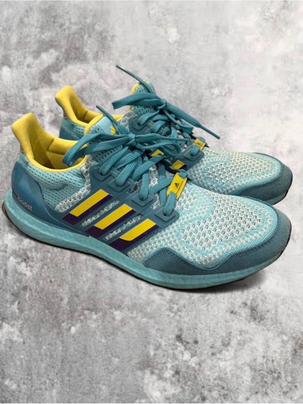 adidas Men’s Ultraboost Running Shoes - Teal with Yellow Accents